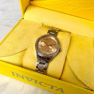 Invicta Beautiful Watch with floral face and Swarovski crystals on the hours.